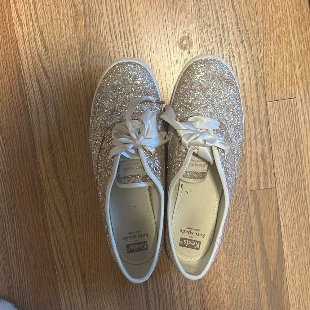White sparkle keds/kate spade